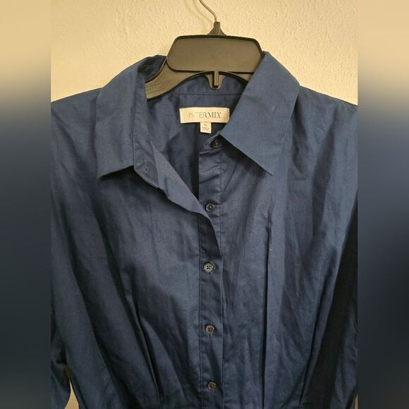 Intermix Fleur Tie-waist Shirt Mini Dress In Blue Size 6 - Picture 13 of 13